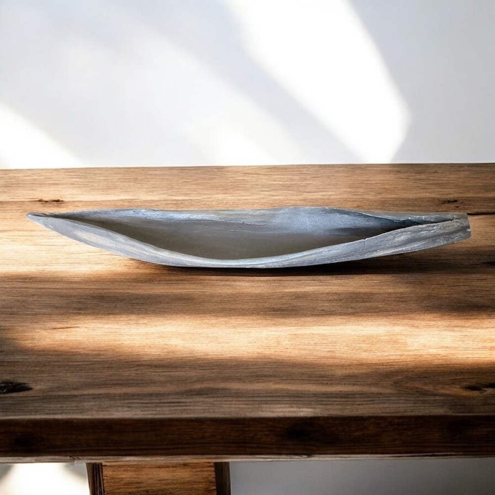 Hand Crafted carved stone canoe decor centrepiece vessel